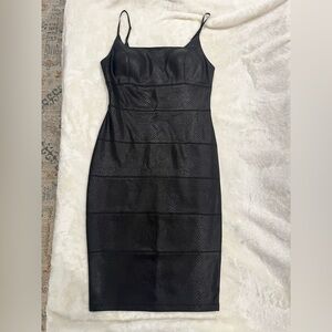 bebe Black Textured Midi Dress